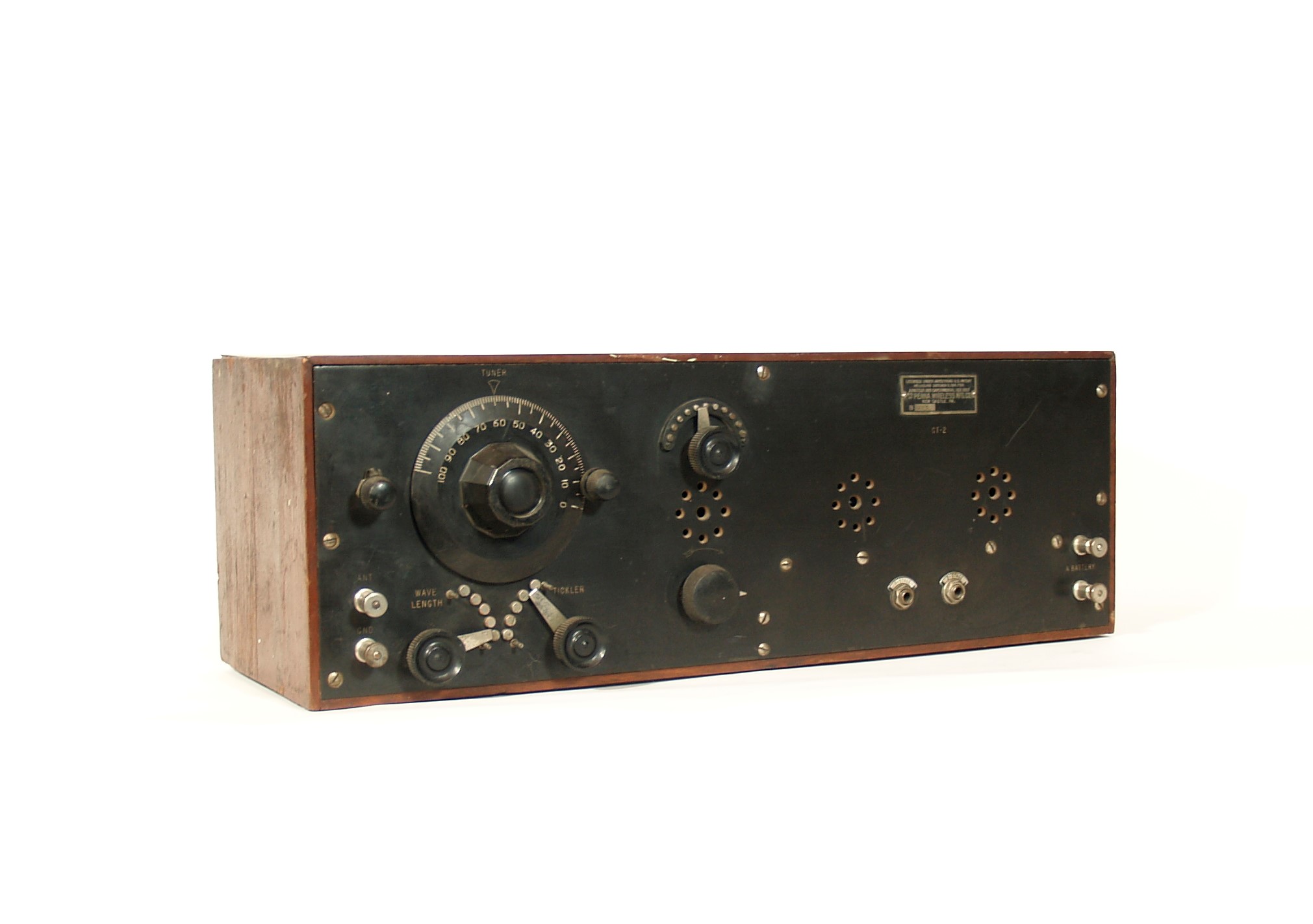 1922 Pennsylvania Wireless GT-2 Regenerative Radio With PA Wireless Headset * New Castle PA 1922 Pennsylvania Wireless GT-2 Regenerative Radio With PA Wireless Headset * New Castle PA