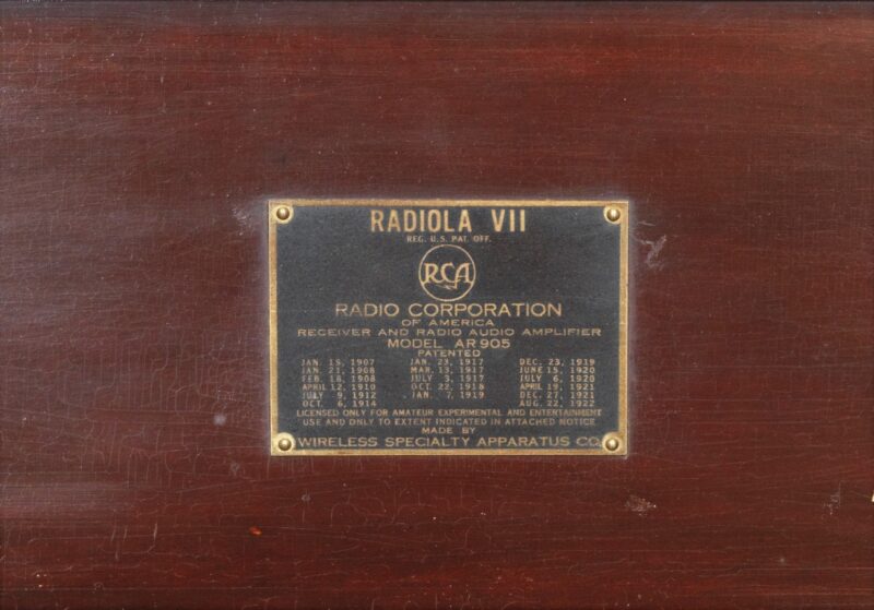 1923 RCA Radiola VII Radio Receiver * Wireless Specialty Co.