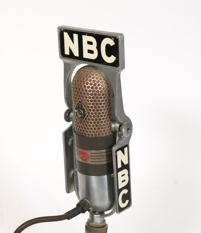 RCA 77-DX Ribbon Microphone w/Original 4-Sided NBC Flag -- From NBC Affiliate WHDH-AM